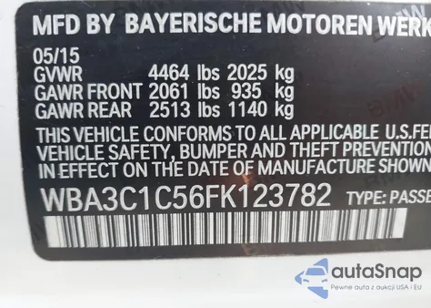 2015 BMW 328I from USA, damaged, VIN WBA3C1C56FK123782